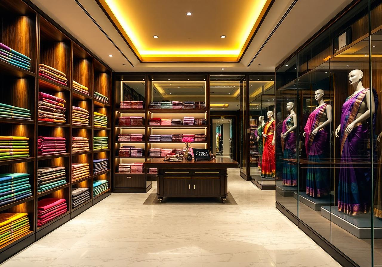 Boutique interior with saree displays